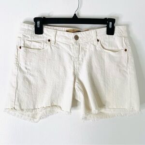 PAIGE Jimmy Jimmy White Low Rise Jean Shorts Frayed Hem Stretch Denim